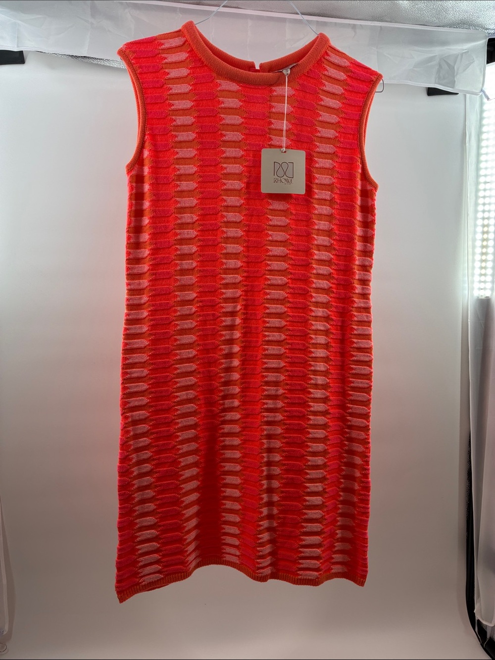 BCBG Sleeveless Knit Shift Dress in Coral Pink